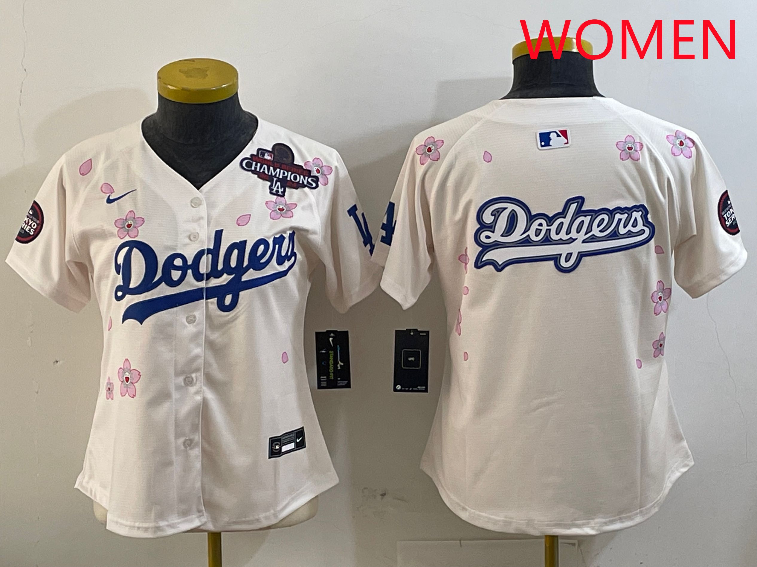 Women Los Angeles Dodgers Blank Cream Sakura Edition 2025 Nike MLB Jersey style 14